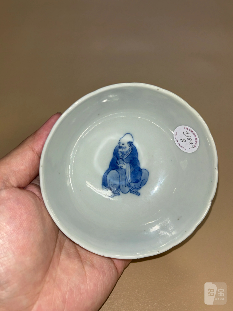 清中期 青花八仙人物图花口杯 - 图7